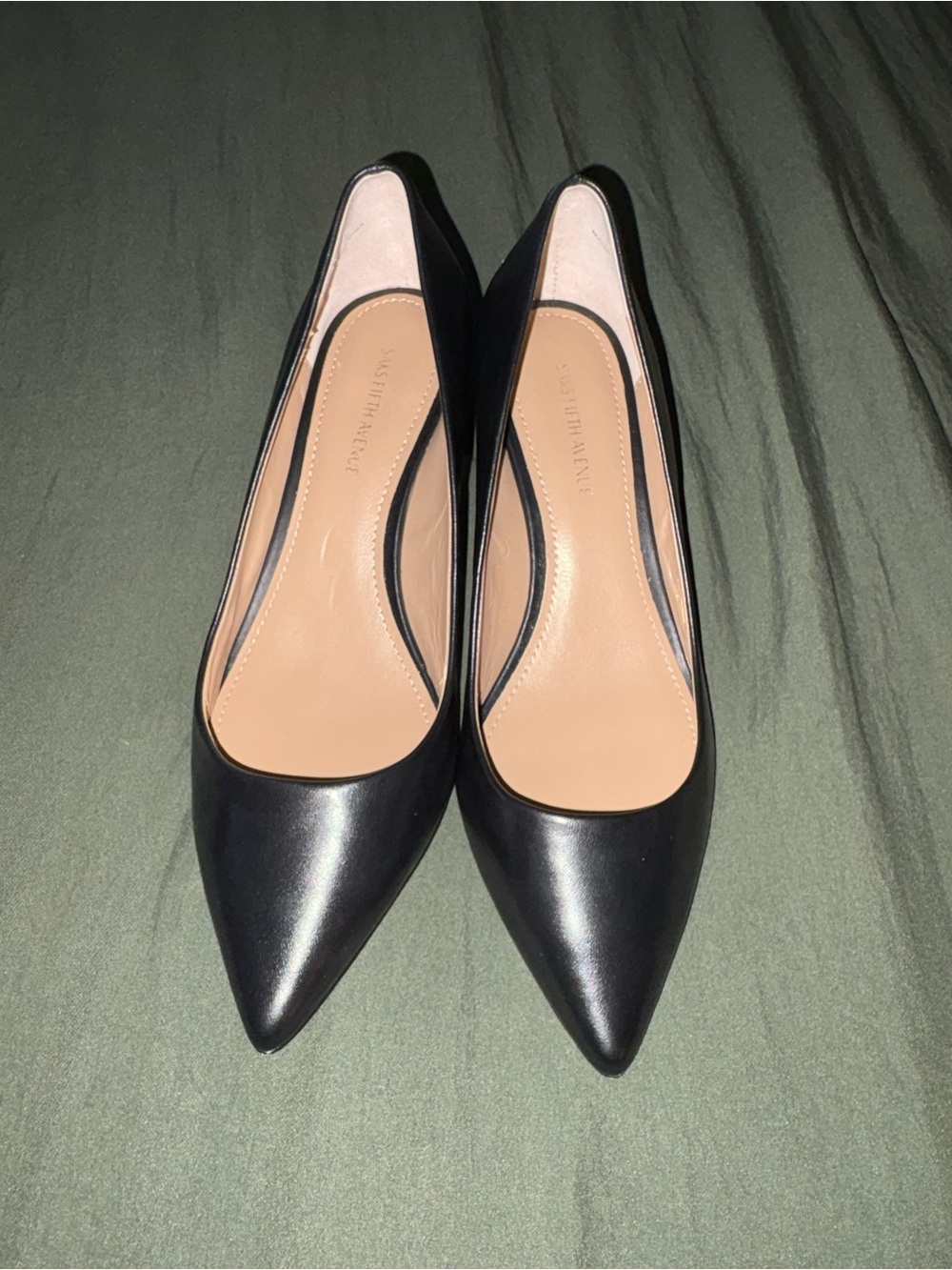 Saks Fifth Avenue Black Pointed-Toe Heels